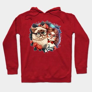 Cat Couple Valentine's Day Funny Matching Couple Hoodie